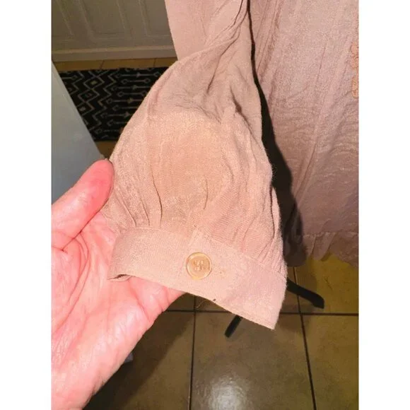 Anthropologie Blue Bird Boho Peasant Babydoll Crochet Lace M Cottage Dusty Rose - Picture 10 of 15